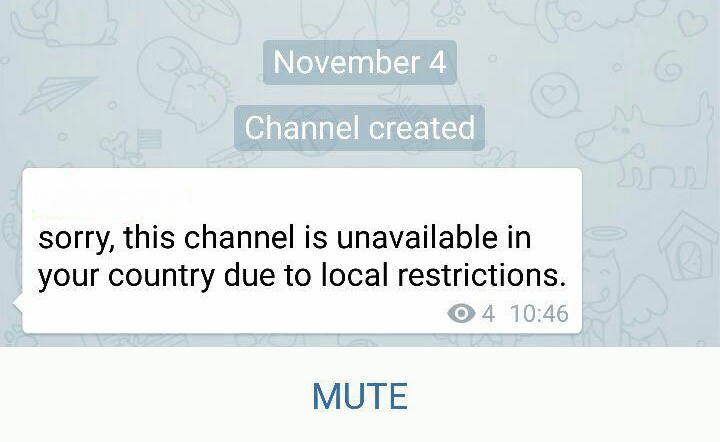 پیام مسدود شدن کانال های تلگرام